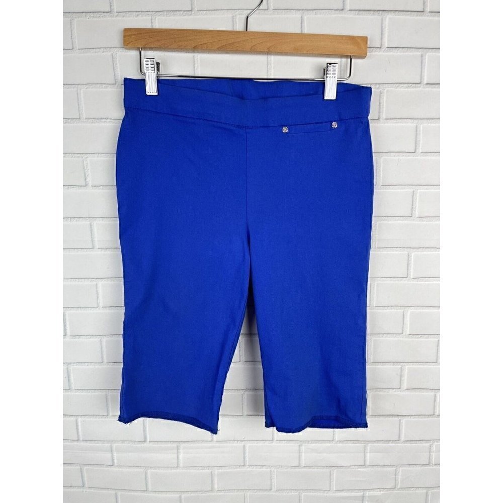 Rafaella Shorts Mid-Rise Stretch Blue Bermuda mini pocket casual skinny Womens 8